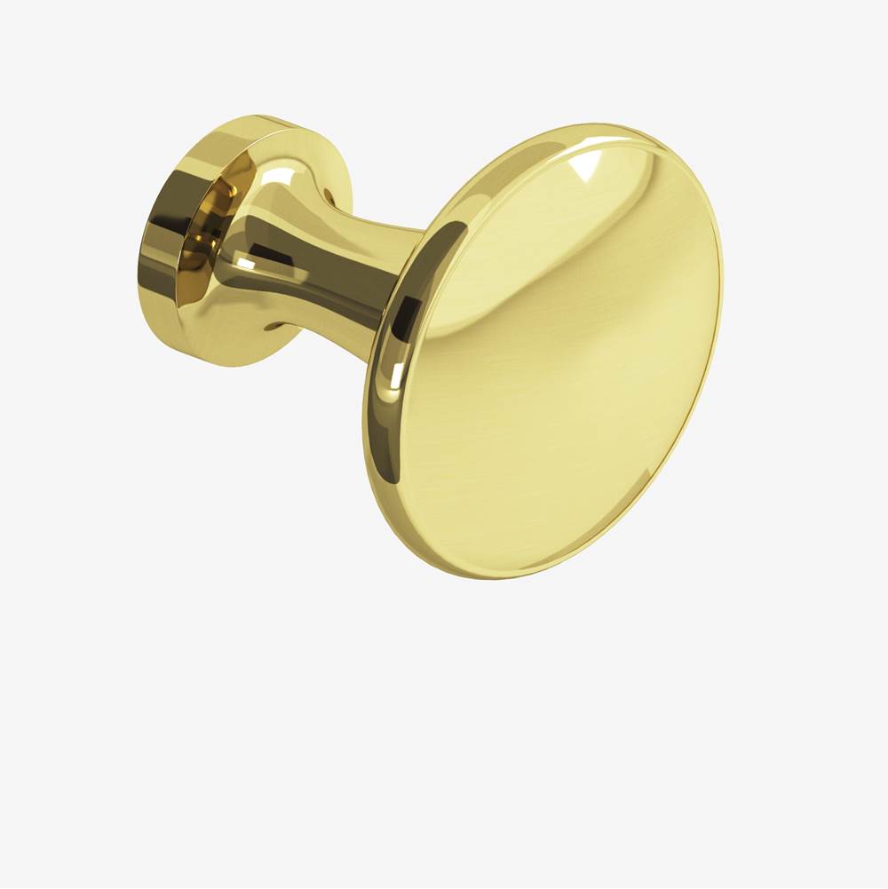 Colonial Bronze - 1.375'' diameter Round Cabinet Knob, Back-to-Back Shower Door Knob Kit hand finished in Unlacquered Polished Brass - Unlacquered Polished Brass