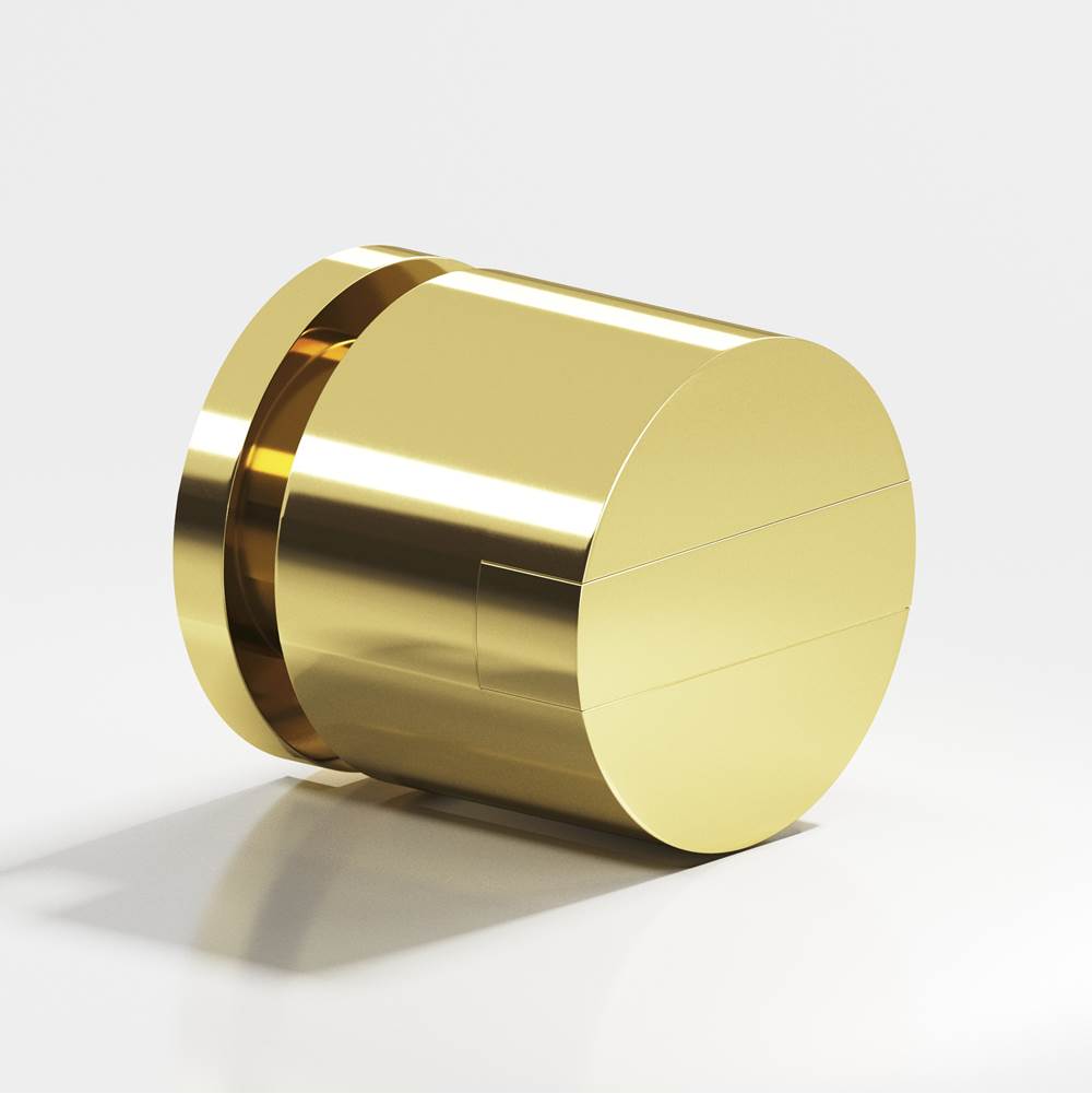 Colonial Bronze - 1'' diameter Round, grooved and striped Cabinet Knob hand finished in Polished Brass and Polished Brass - Polished Brass,Polished Brass