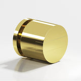 Colonial Bronze - 1'' diameter Round, grooved and striped Cabinet Knob hand finished in Unlacquered Polished Brass and Unlacquered Polished Brass - Unlacquered Polished Brass,Unlacquered Polished Brass