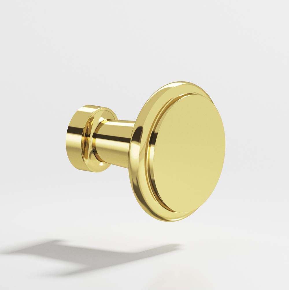 Colonial Bronze - 1.0625'' diameter Round Cabinet Knob hand finished in Polished Brass - Polished Brass