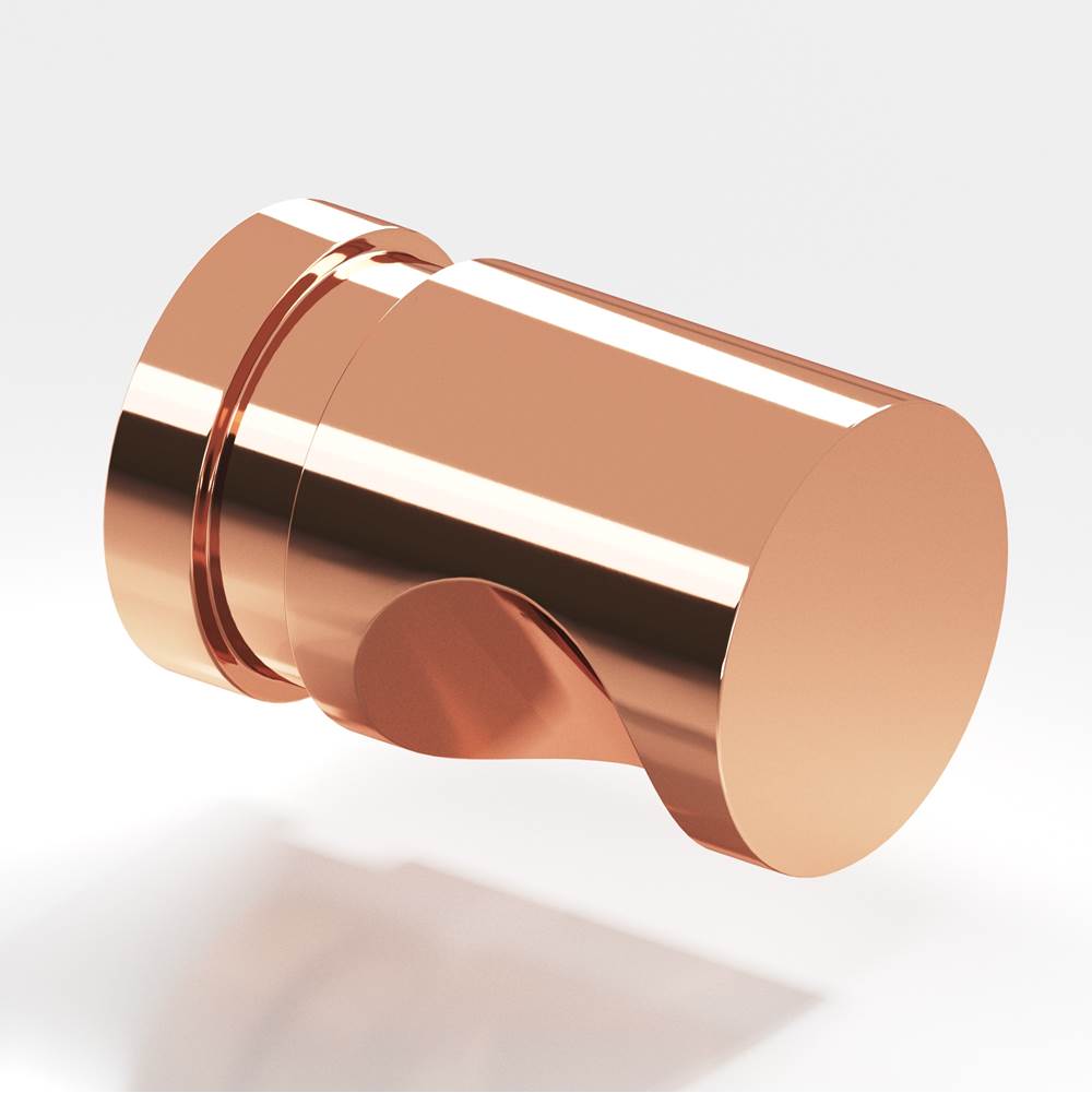 Colonial Bronze - 0.75'' diameter Round, grooved Cabinet Knob, Back-to-Back Shower Door Knob Kit hand finished in Polished Copper - Polished Copper