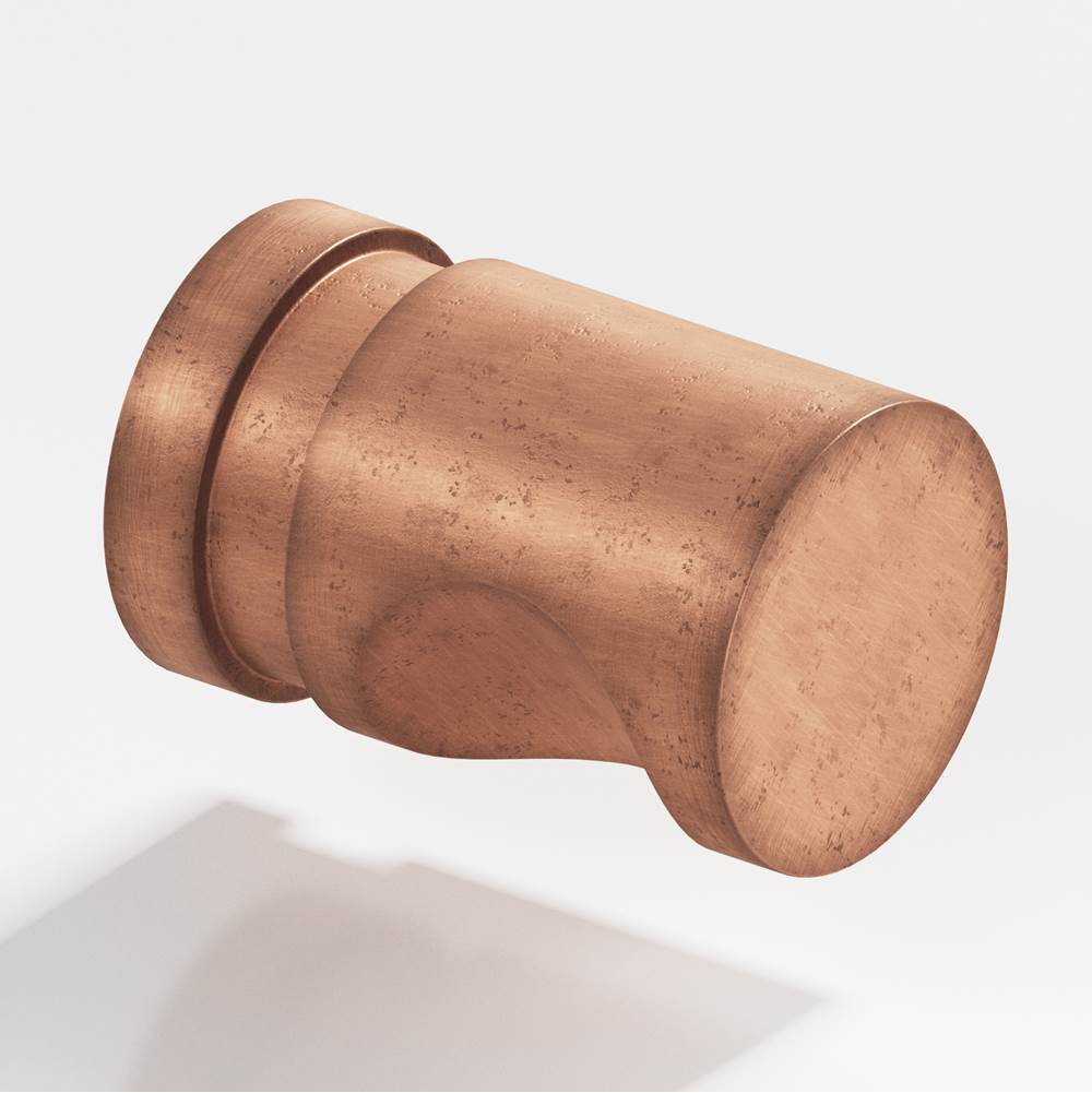 Colonial Bronze - 0.5'' diameter Round, grooved Cabinet Knob hand finished in Distressed Antique Copper - Distressed Antique Copper