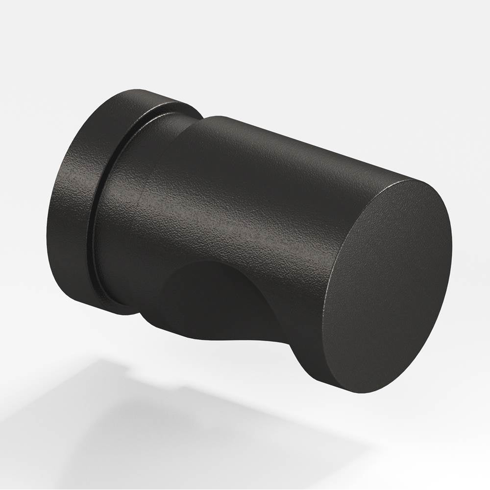 Colonial Bronze - 0.75'' diameter Round, grooved Cabinet Knob, Back-to-Back Shower Door Knob Kit hand finished in Frost Black - Frost Black
