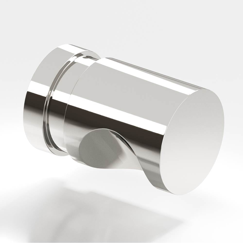 Colonial Bronze - 1'' diameter Round, grooved Cabinet Knob, Back-to-Back Shower Door Knob Kit hand finished in Polished Nickel - Polished Nickel