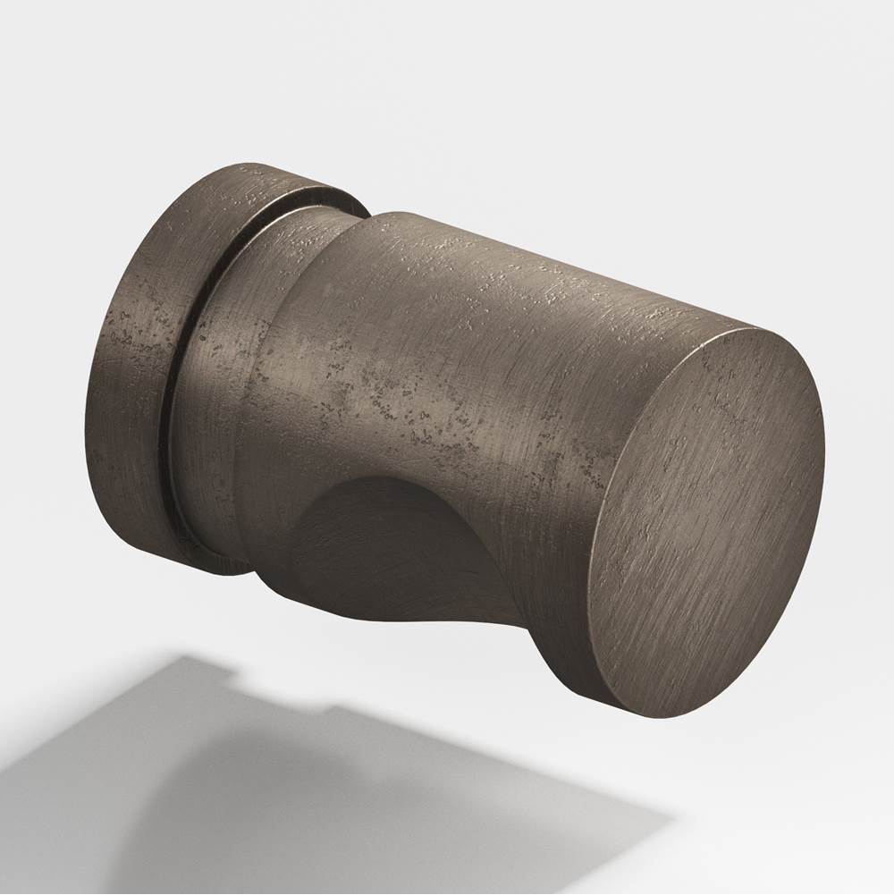 Colonial Bronze - 0.75'' diameter Round, grooved Cabinet Knob, Back-to-Back Shower Door Knob Kit hand finished in Distressed Pewter - Distressed Pewter