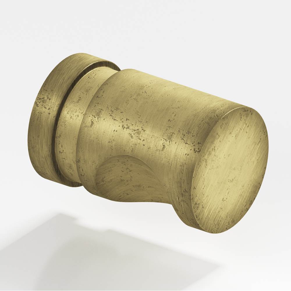 Colonial Bronze - 0.75'' diameter Round, grooved Cabinet Knob, Back-to-Back Shower Door Knob Kit hand finished in Distressed Antique Brass - Distressed Antique Brass
