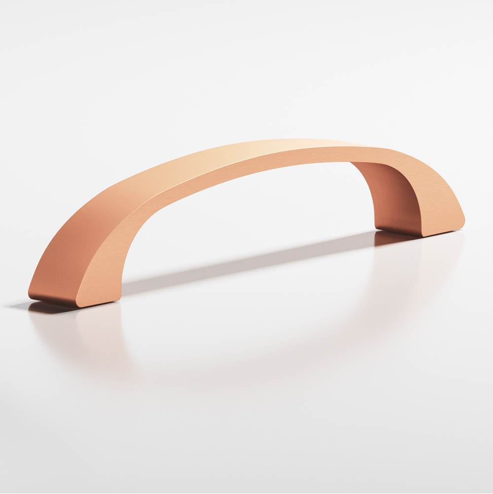 Colonial Bronze - 3.5'' center-to-center, 4'' overall, 0.4375'' diameter Bow Cabinet Pull hand finished in Matte Satin Copper - Matte Satin Copper