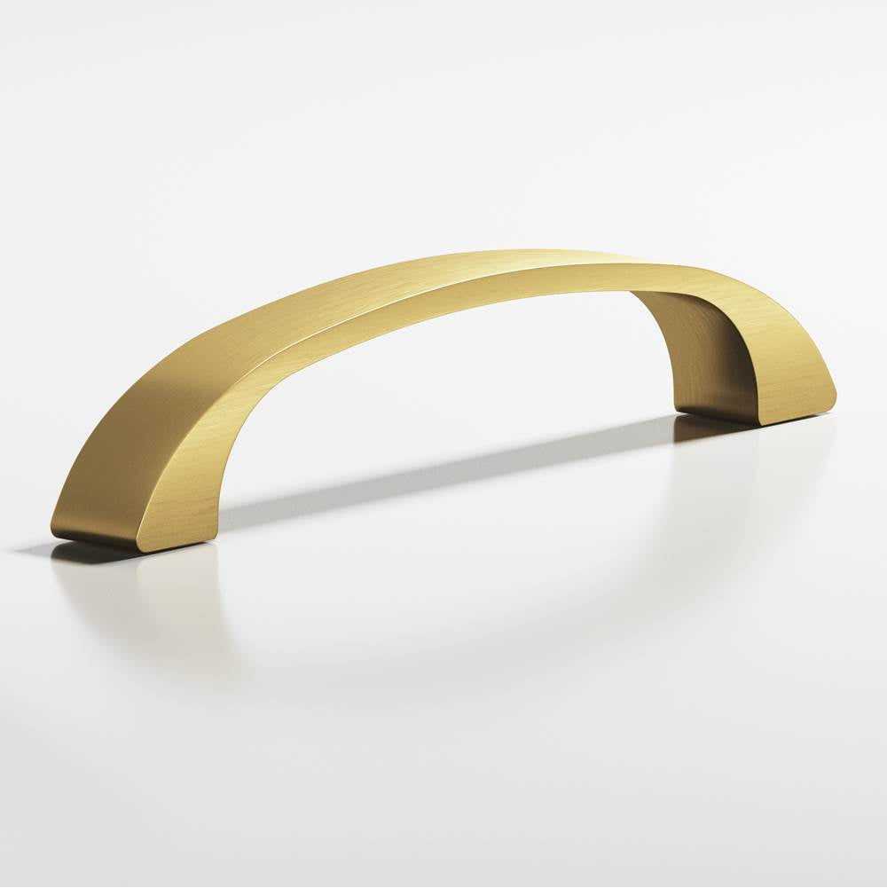 Colonial Bronze - 3'' center-to-center, 3.5'' overall, 0.4375'' diameter Bow Cabinet Pull hand finished in Unlacquered Satin Brass - Unlacquered Satin Brass