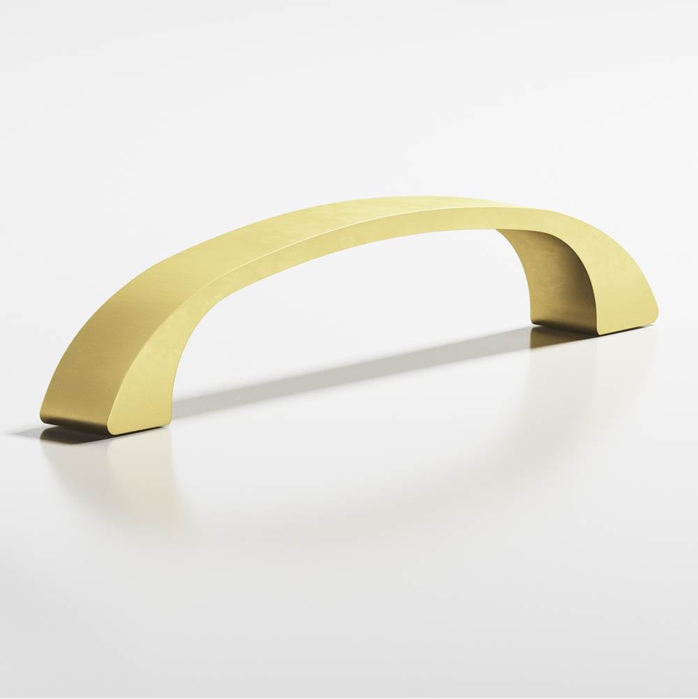 Colonial Bronze - 3'' center-to-center, 3.5'' overall, 0.4375'' diameter Bow Cabinet Pull hand finished in Matte Satin Brass - Matte Satin Brass