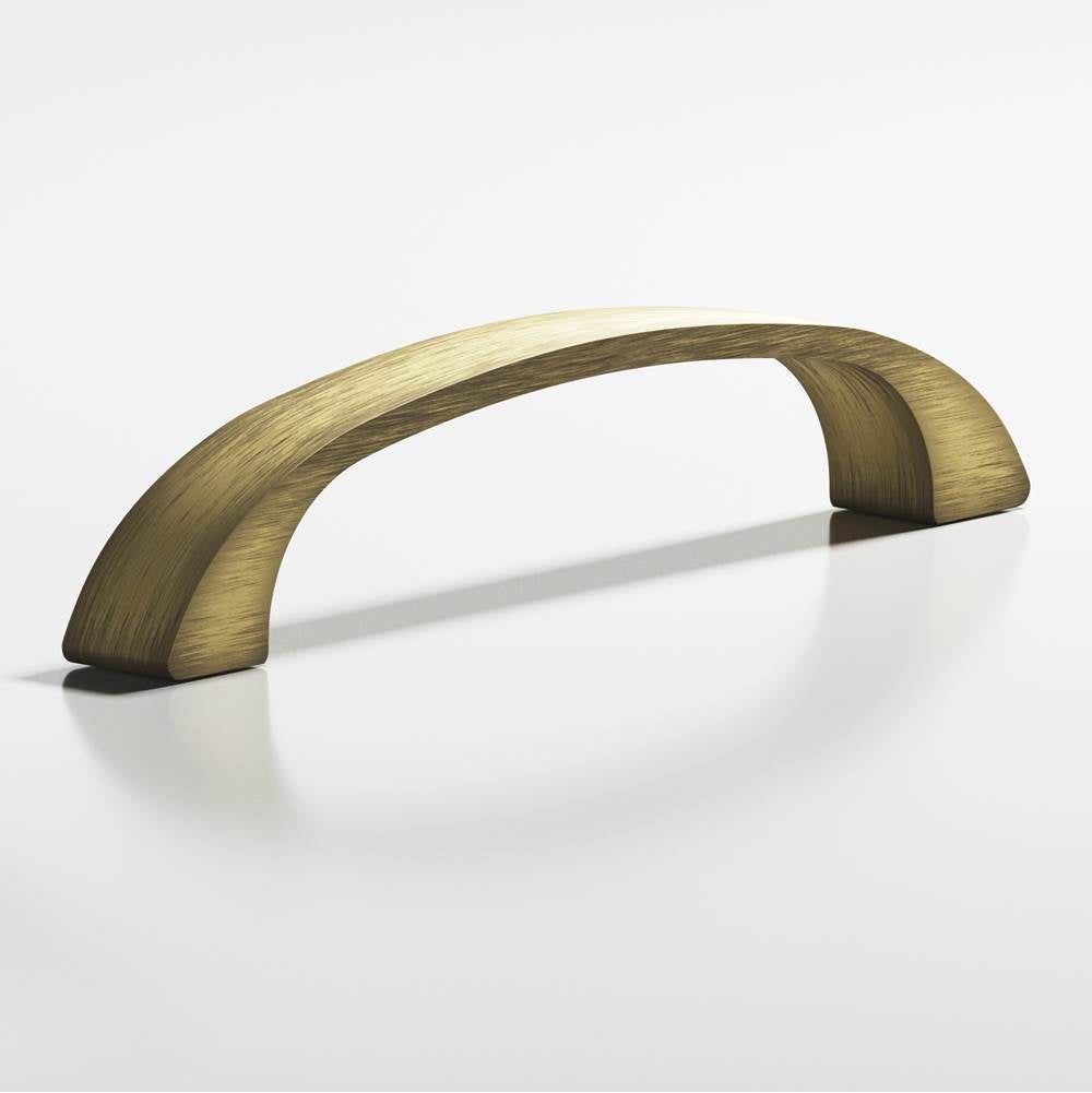 Colonial Bronze - 3.5'' center-to-center, 4'' overall, 0.4375'' diameter Bow Cabinet Pull hand finished in Matte Antique Satin Brass - Matte Antique Satin Brass