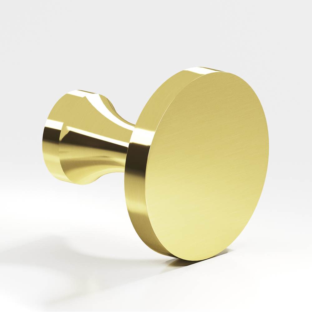 Colonial Bronze - 1.5'' diameter Round Cabinet Knob, Back-to-Back Shower Door Knob Kit hand finished in Unlacquered Polished Brass - Unlacquered Polished Brass