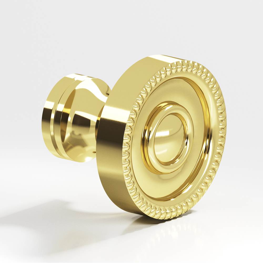 Colonial Bronze - 1.125'' diameter Round, beaded Cabinet Knob hand finished in Polished Brass - Polished Brass