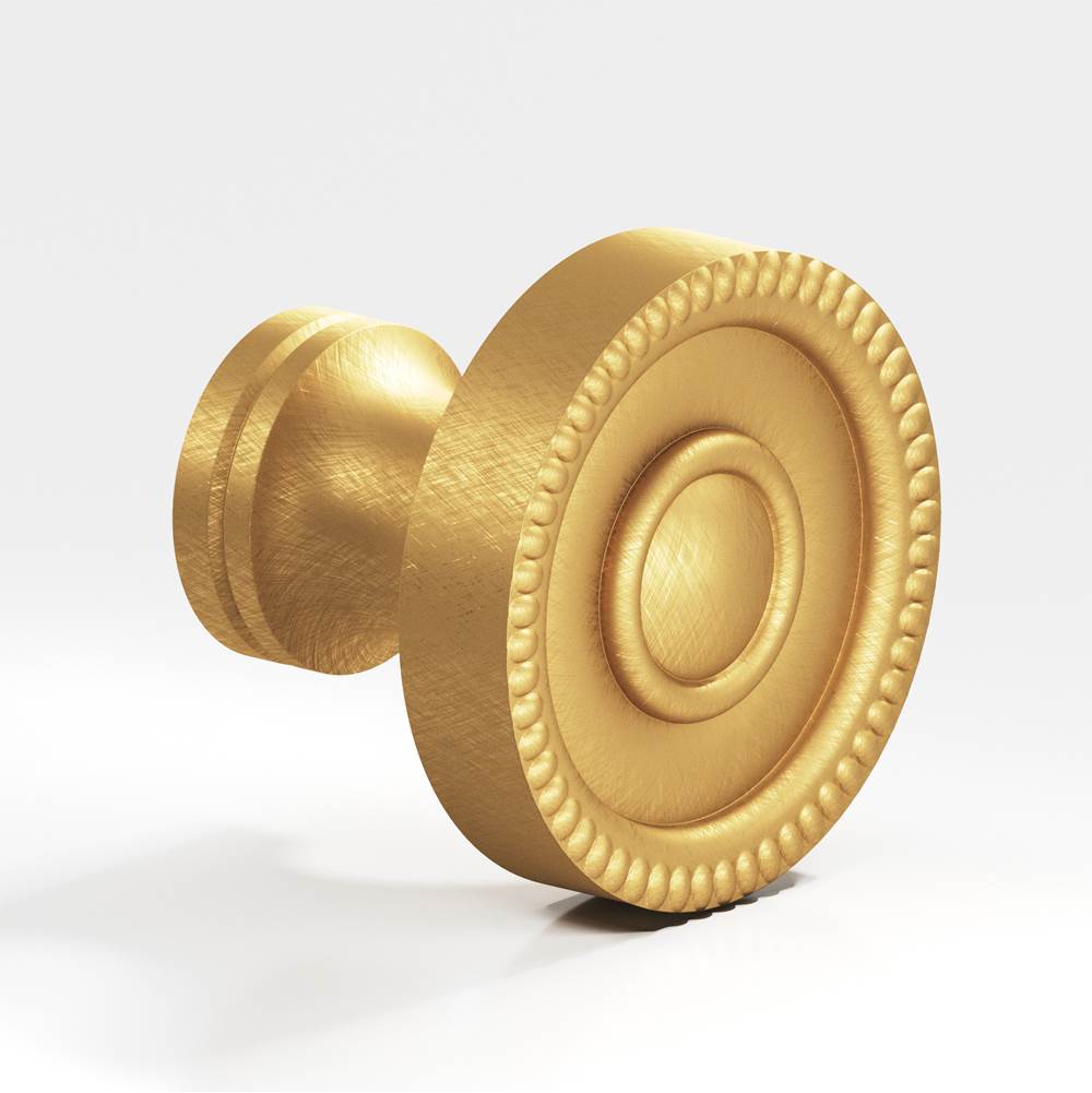 Colonial Bronze - 1.125'' diameter Round, beaded Cabinet Knob hand finished in Weathered Brass - Weathered Brass