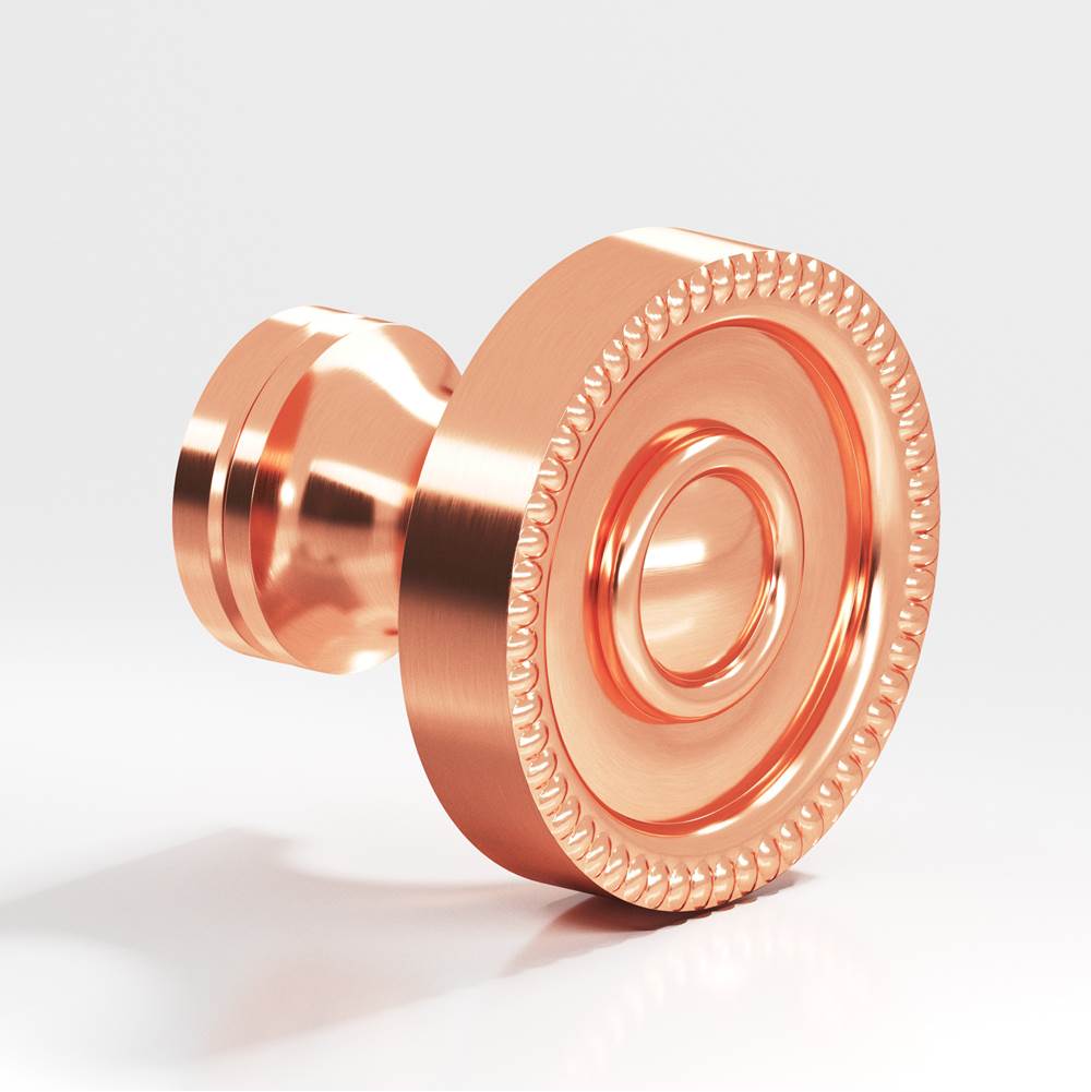 Colonial Bronze - 1.25'' diameter Round, beaded Cabinet Knob, Back-to-Back Shower Door Knob Kit hand finished in Satin Copper - Satin Copper