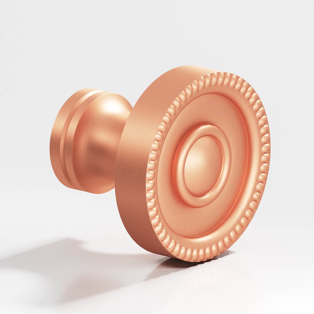 Colonial Bronze - 1.125'' diameter Round, beaded Cabinet Knob hand finished in Matte Satin Copper - Matte Satin Copper