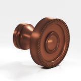 Colonial Bronze - 1.25'' diameter Round, beaded Cabinet Knob, Back-to-Back Shower Door Knob Kit hand finished in Matte Antique Copper - Matte Antique Copper