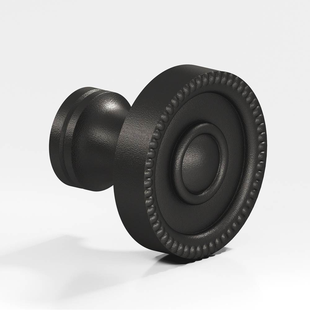 Colonial Bronze - 1.25'' diameter Round, beaded Cabinet Knob, Back-to-Back Shower Door Knob Kit hand finished in Frost Black - Frost Black