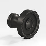 Colonial Bronze - 1.25'' diameter Round, beaded Cabinet Knob, Back-to-Back Shower Door Knob Kit hand finished in Frost Black - Frost Black