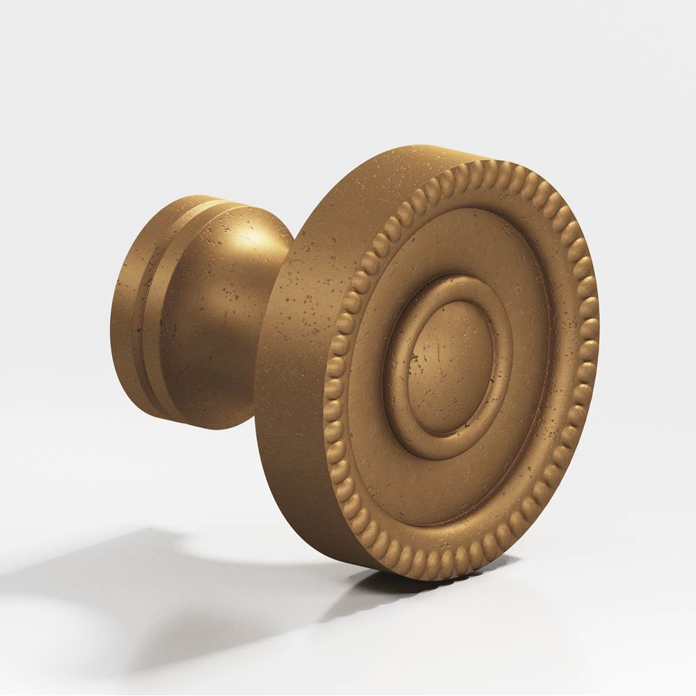 Colonial Bronze - 1.25'' diameter Round, beaded Cabinet Knob, Back-to-Back Shower Door Knob Kit hand finished in Distressed Light Statuary Bronze - Distressed Light Statuary Bronze