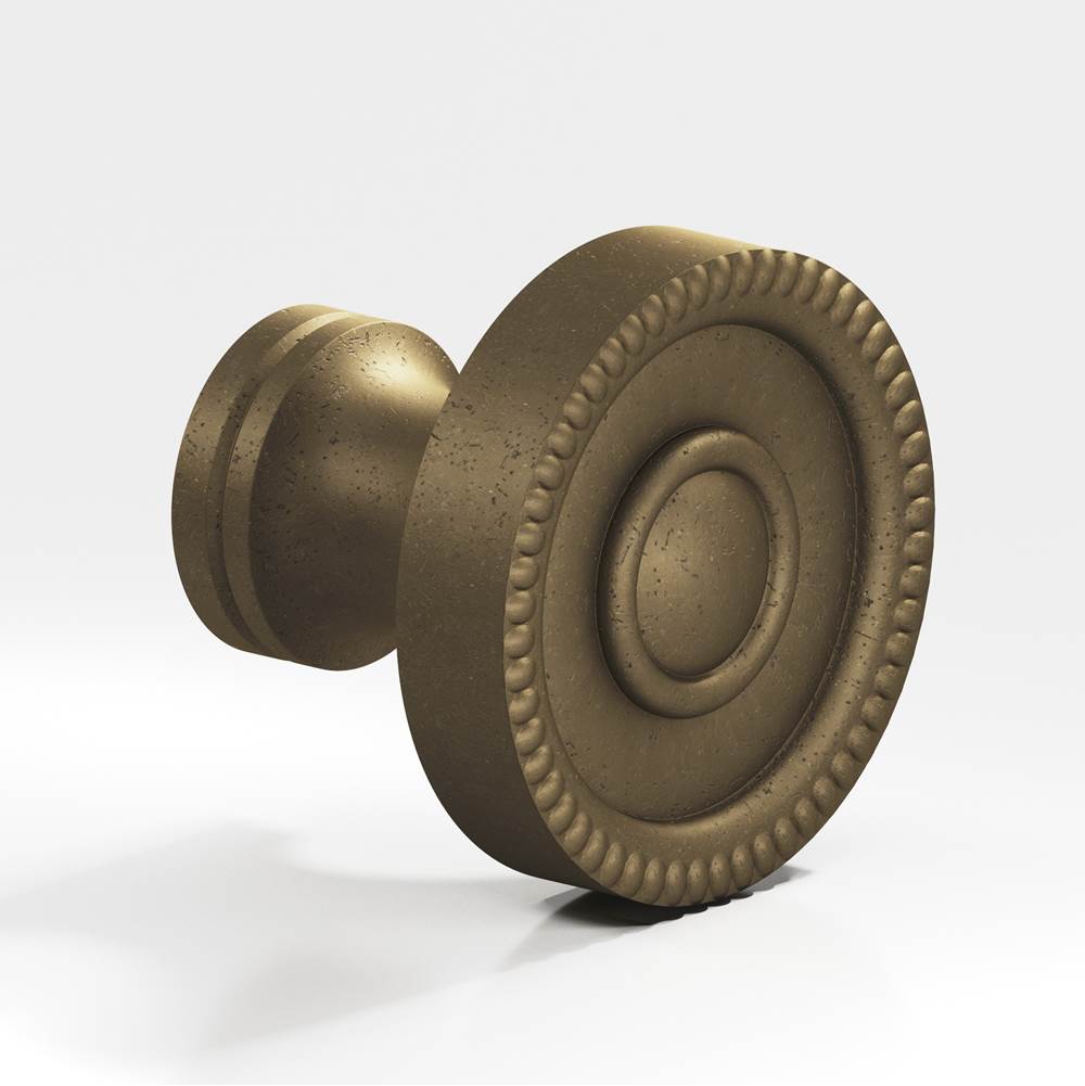 Colonial Bronze - 1.25'' diameter Round, beaded Cabinet Knob, Back-to-Back Shower Door Knob Kit hand finished in Distressed Oil Rubbed Bronze - Distressed Oil Rubbed Bronze