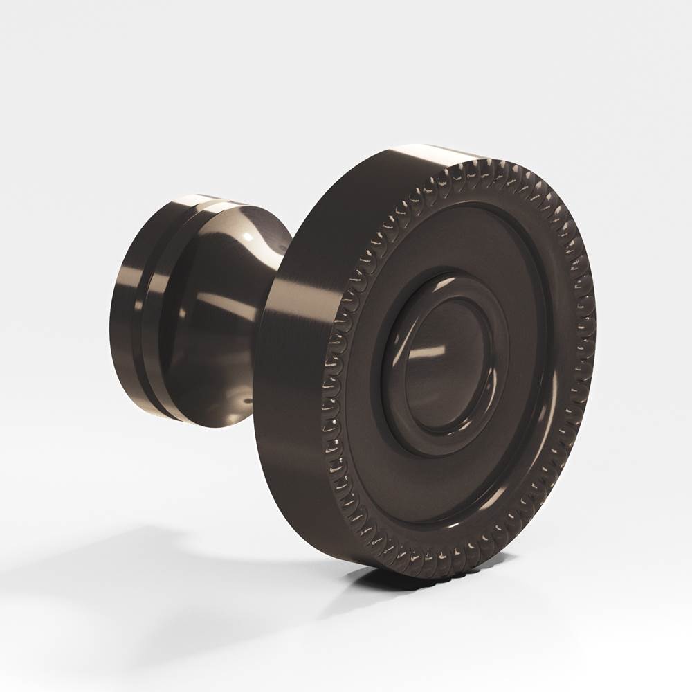 Colonial Bronze - 1.25'' diameter Round, beaded Cabinet Knob, Back-to-Back Shower Door Knob Kit hand finished in Dark Statuary Bronze - Dark Statuary Bronze