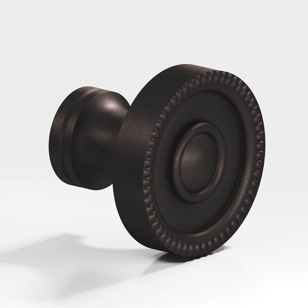 Colonial Bronze - 1.25'' diameter Round, beaded Cabinet Knob, Back-to-Back Shower Door Knob Kit hand finished in Matte Dark Statuary Bronze - Matte Dark Statuary Bronze