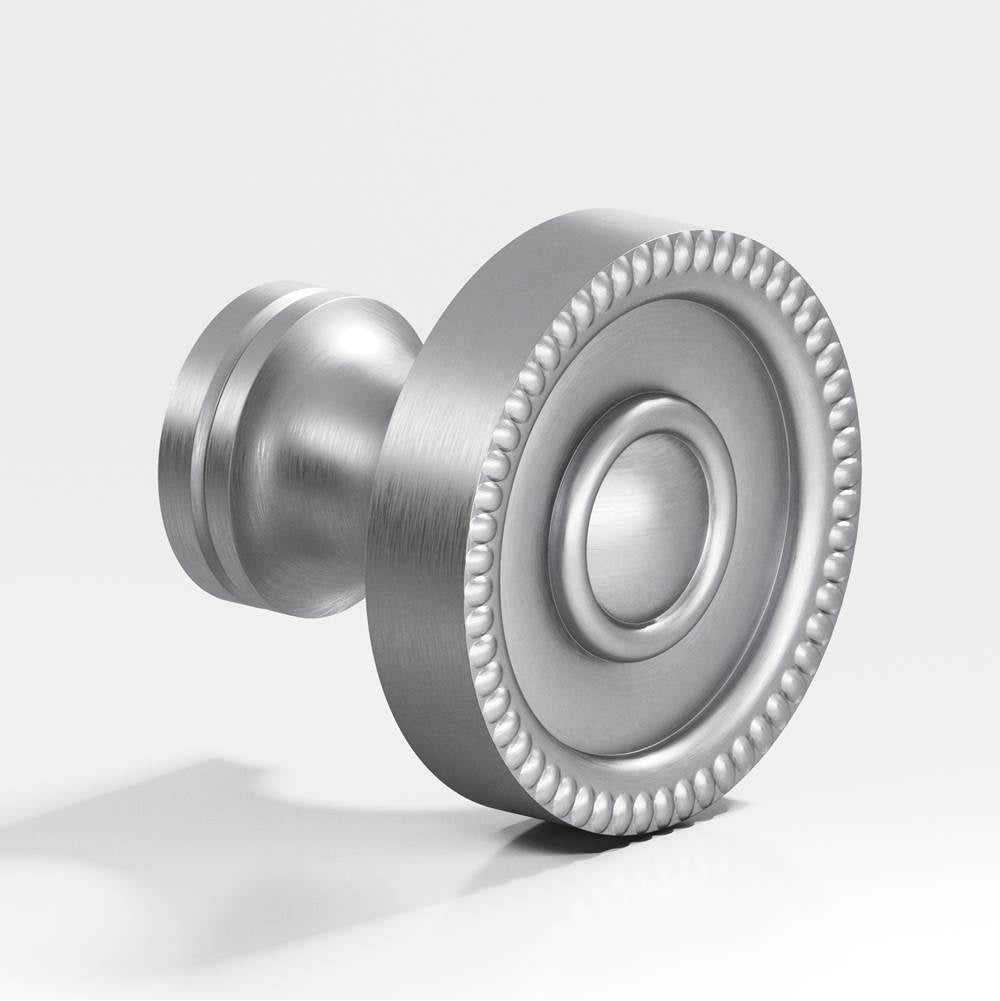 Colonial Bronze - 1.25'' diameter Round, beaded Cabinet Knob, Back-to-Back Shower Door Knob Kit hand finished in Matte Satin Chrome - Matte Satin Chrome