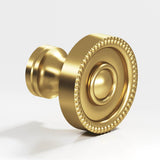 Colonial Bronze - 1.25'' diameter Round, beaded Cabinet Knob, Back-to-Back Shower Door Knob Kit hand finished in Unlacquered Satin Brass - Unlacquered Satin Brass