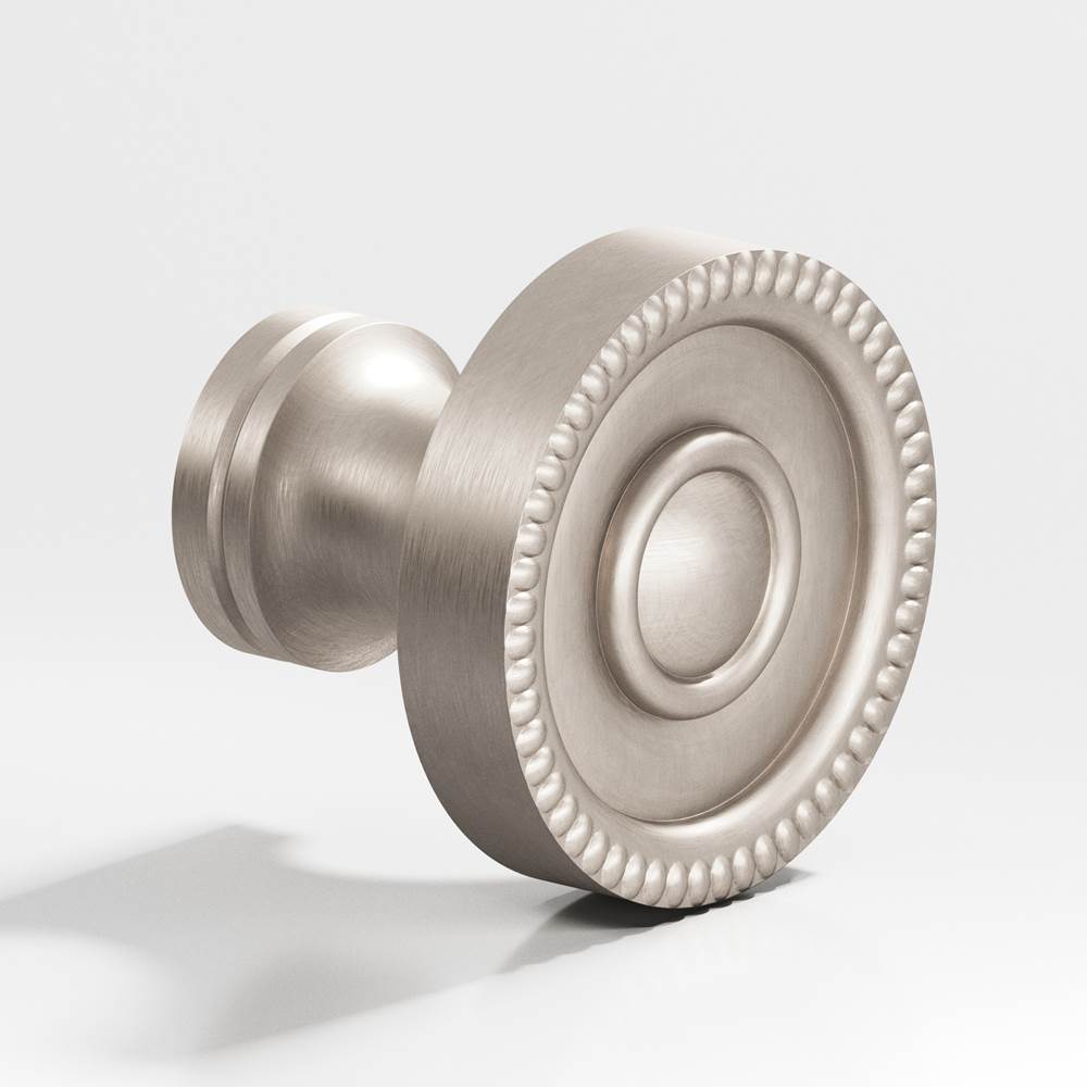 Colonial Bronze - 1.25'' diameter Round, beaded Cabinet Knob, Back-to-Back Shower Door Knob Kit hand finished in Matte Satin Nickel - Matte Satin Nickel