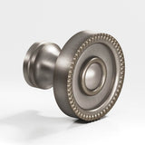 Colonial Bronze - 1.125'' diameter Round, beaded Cabinet Knob hand finished in Pewter - Pewter