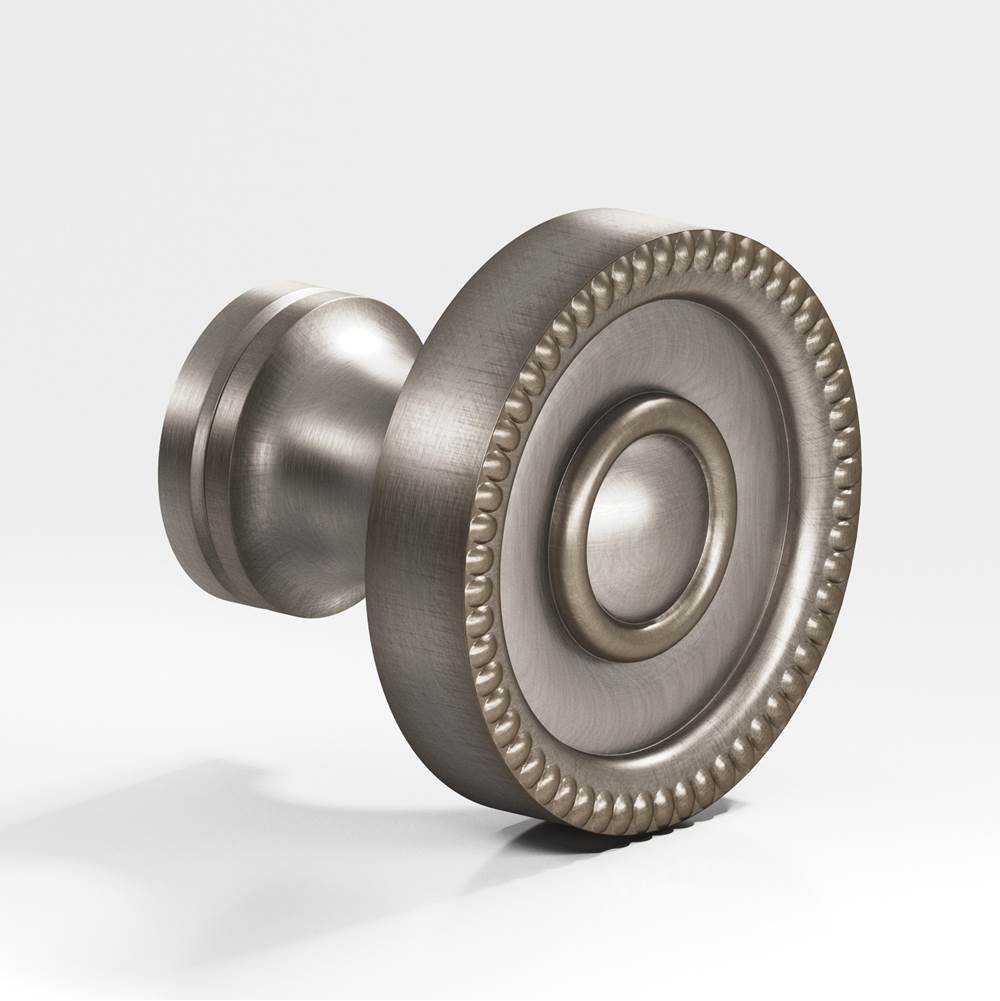 Colonial Bronze - 1.25'' diameter Round, beaded Cabinet Knob, Back-to-Back Shower Door Knob Kit hand finished in Pewter - Pewter