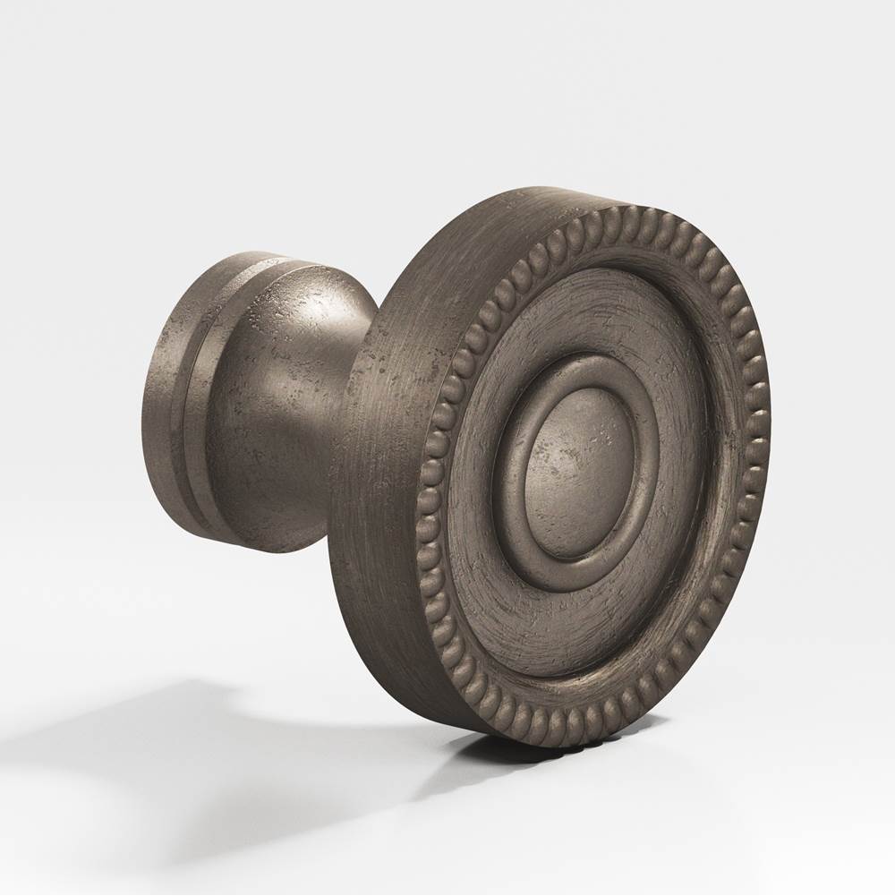 Colonial Bronze - 1.25'' diameter Round, beaded Cabinet Knob, Back-to-Back Shower Door Knob Kit hand finished in Distressed Pewter - Distressed Pewter