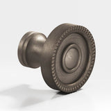 Colonial Bronze - 1.25'' diameter Round, beaded Cabinet Knob, Back-to-Back Shower Door Knob Kit hand finished in Distressed Pewter - Distressed Pewter