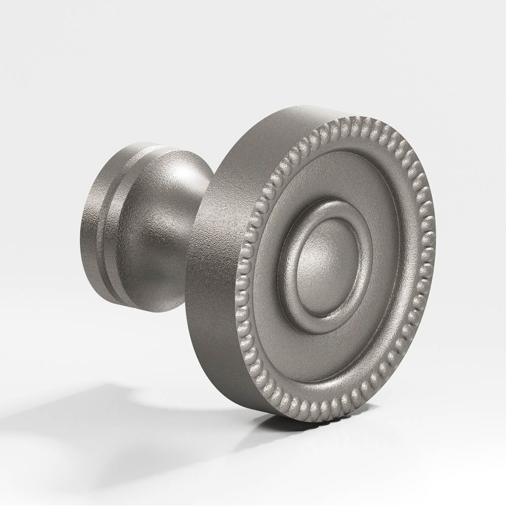 Colonial Bronze - 1.25'' diameter Round, beaded Cabinet Knob, Back-to-Back Shower Door Knob Kit hand finished in Frost Nickel - Frost Nickel