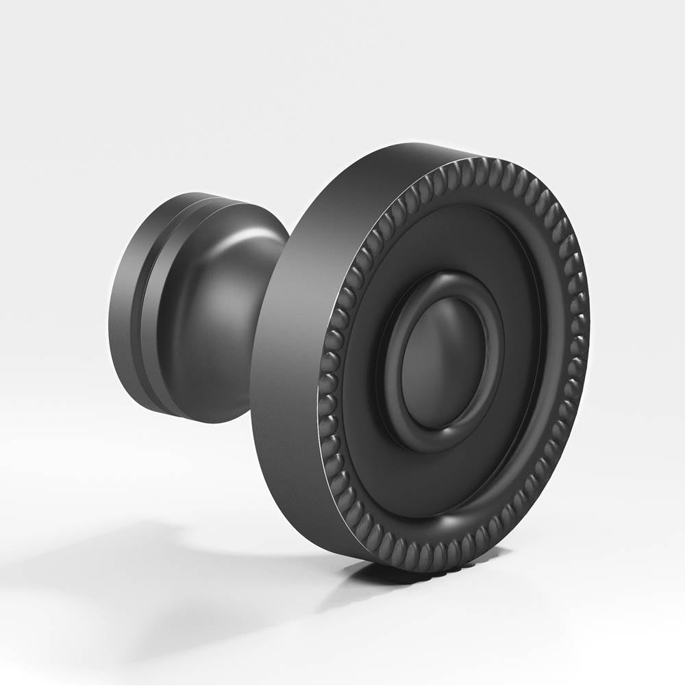 Colonial Bronze - 1.25'' diameter Round, beaded Cabinet Knob, Back-to-Back Shower Door Knob Kit hand finished in Matte Graphite - Matte Graphite