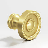 Colonial Bronze - 1.125'' diameter Round, beaded Cabinet Knob hand finished in Matte Satin Brass - Matte Satin Brass