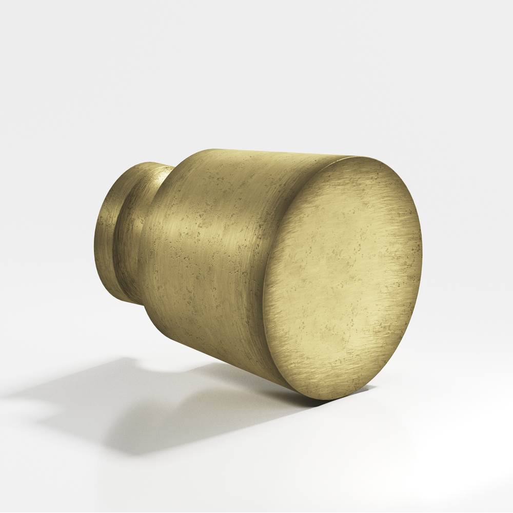 Colonial Bronze - 1.25'' diameter Round, tapered Cabinet Knob, Back-to-Back Shower Door Knob Kit hand finished in Distressed Antique Brass - Distressed Antique Brass