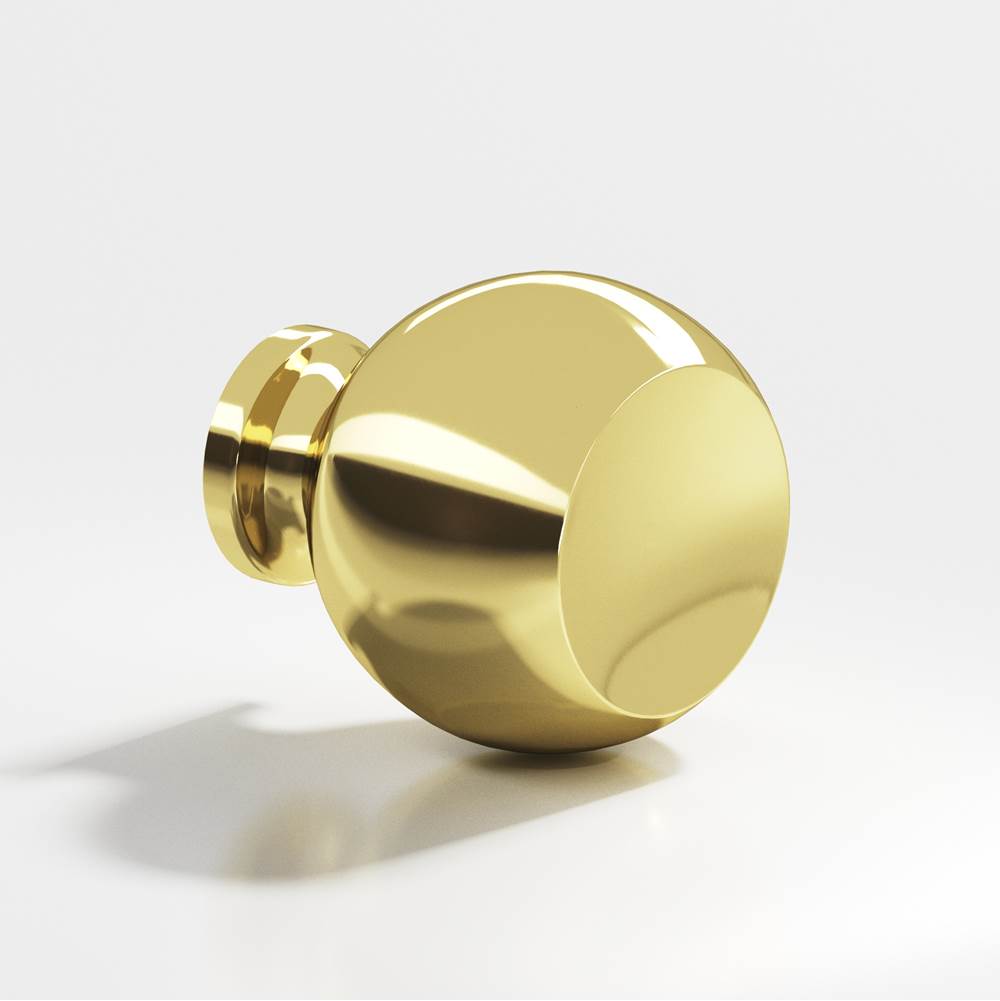 Colonial Bronze - 1.25'' diameter Round Cabinet Knob, Back-to-Back Shower Door Knob Kit hand finished in Polished Brass - Polished Brass