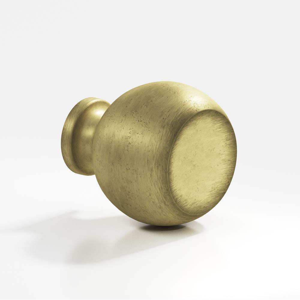 Colonial Bronze - 1.25'' diameter Round Cabinet Knob, Back-to-Back Shower Door Knob Kit hand finished in Distressed Antique Brass - Distressed Antique Brass
