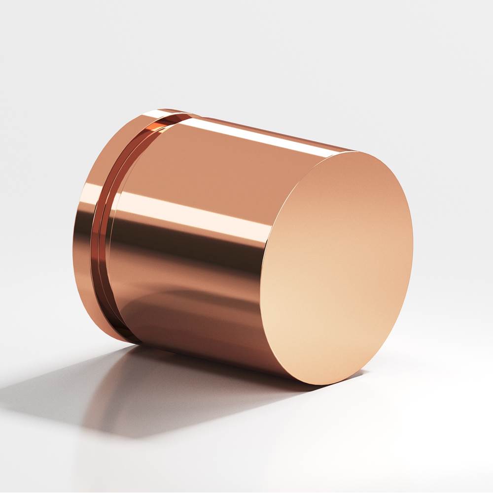 Colonial Bronze - 1'' diameter Round, grooved Cabinet Knob hand finished in Polished Copper - Polished Copper