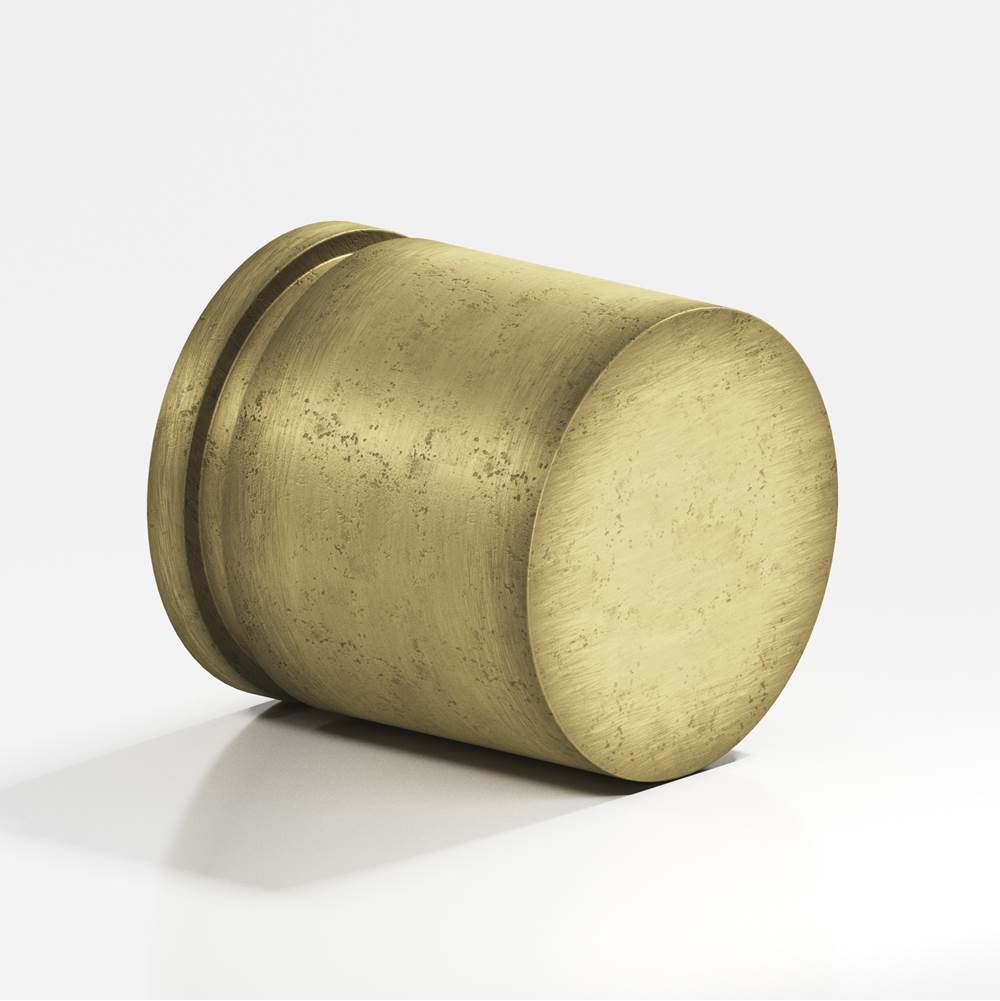 Colonial Bronze - 1.25'' diameter Round, grooved Cabinet Knob, Back-to-Back Shower Door Knob Kit hand finished in Distressed Antique Brass - Distressed Antique Brass
