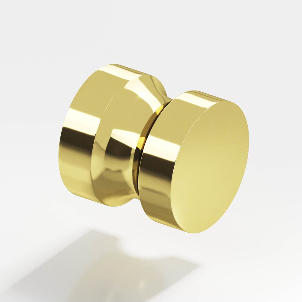 Colonial Bronze - 1.25'' diameter Round Cabinet Knob, Back-to-Back Shower Door Knob Kit hand finished in Unlacquered Polished Brass - Unlacquered Polished Brass