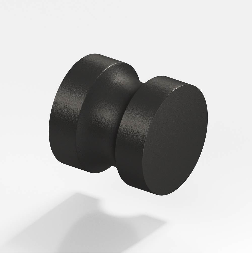 Colonial Bronze - 1.25'' diameter Round Cabinet Knob, Back-to-Back Shower Door Knob Kit hand finished in Frost Black - Frost Black