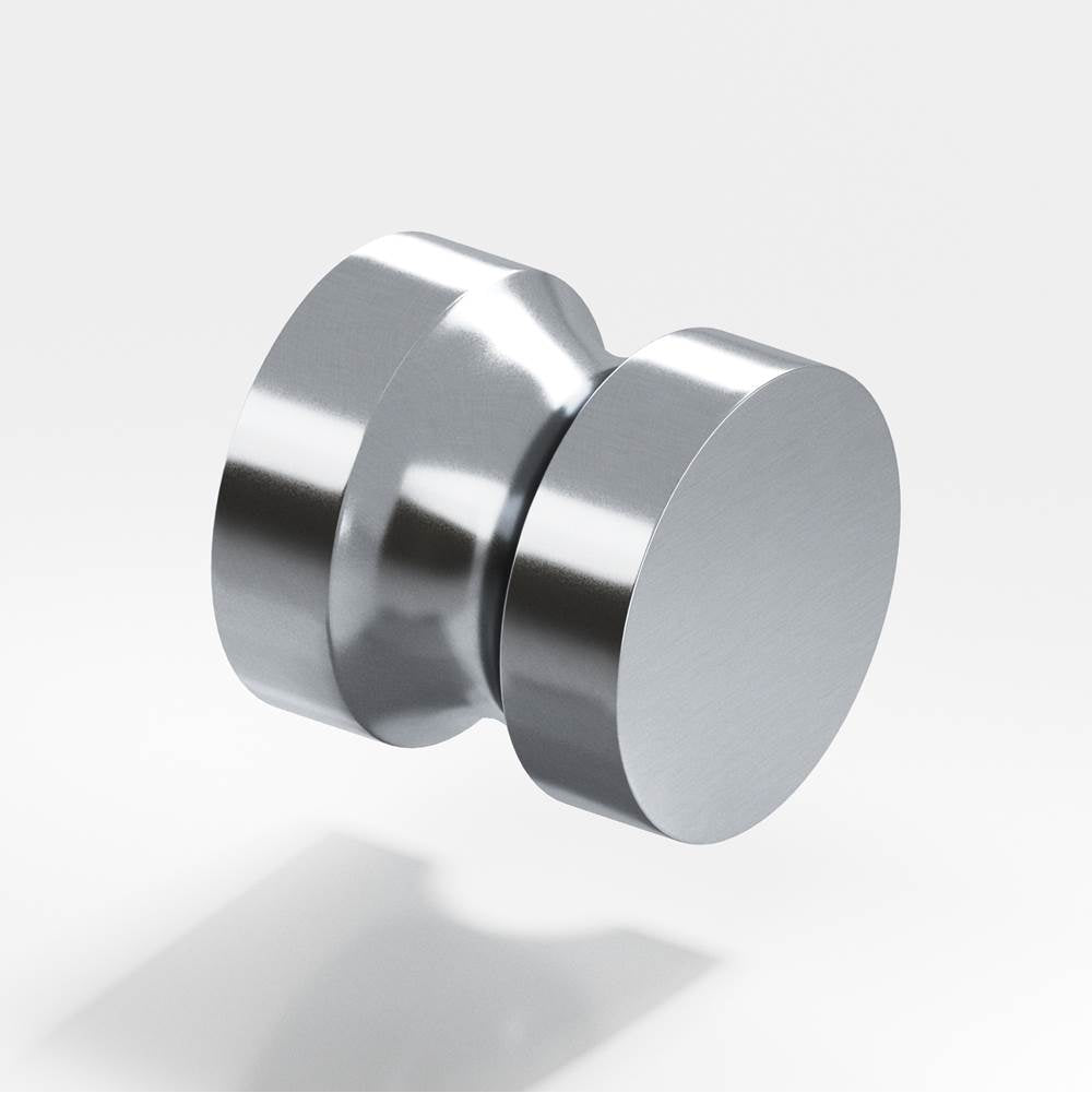 Colonial Bronze - 1.25'' diameter Round Cabinet Knob, Back-to-Back Shower Door Knob Kit hand finished in Satin Chrome - Satin Chrome