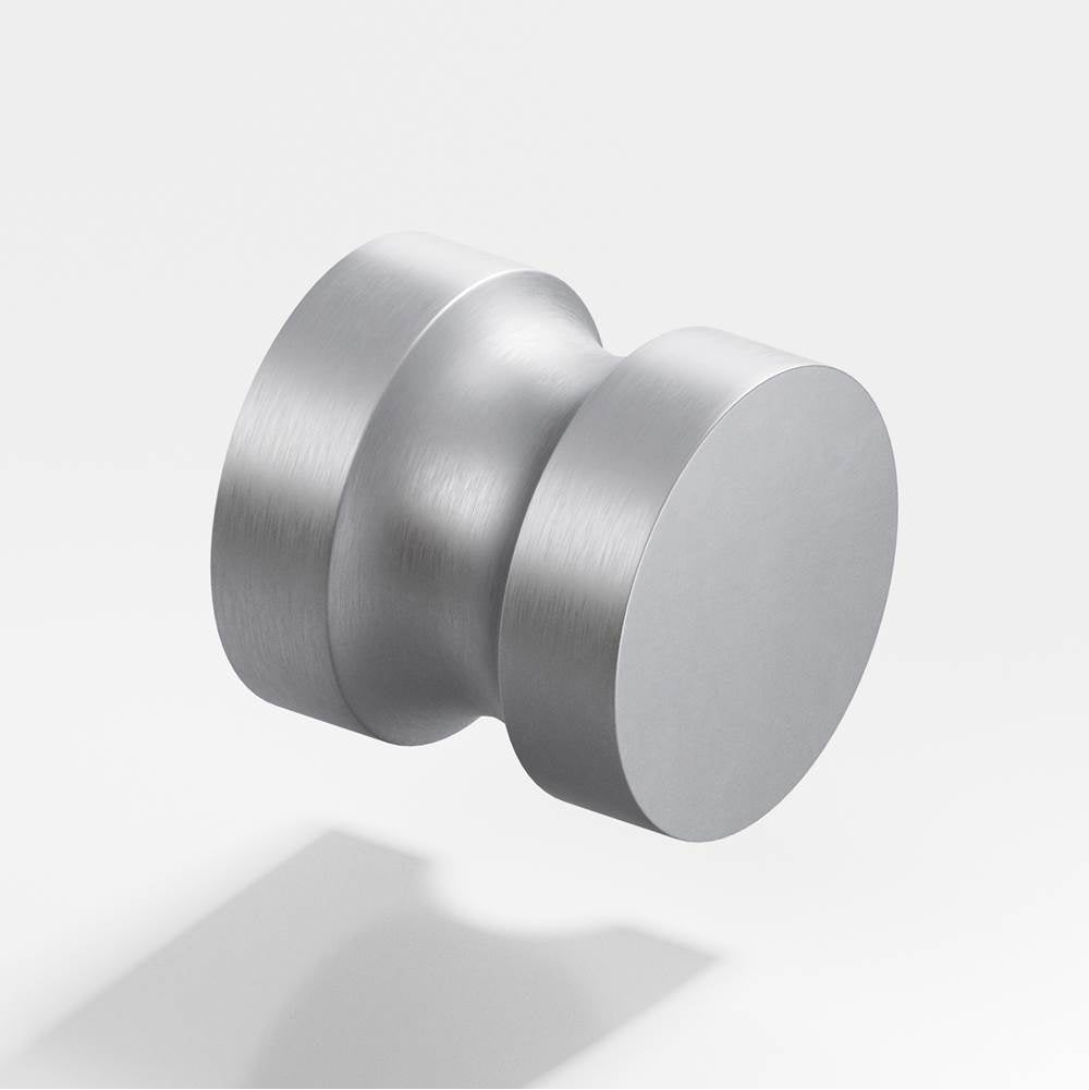 Colonial Bronze - 1.25'' diameter Round Cabinet Knob, Back-to-Back Shower Door Knob Kit hand finished in Matte Satin Chrome - Matte Satin Chrome