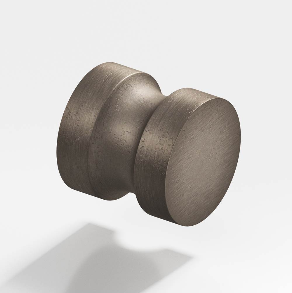 Colonial Bronze - 1.25'' diameter Round Cabinet Knob, Back-to-Back Shower Door Knob Kit hand finished in Distressed Pewter - Distressed Pewter