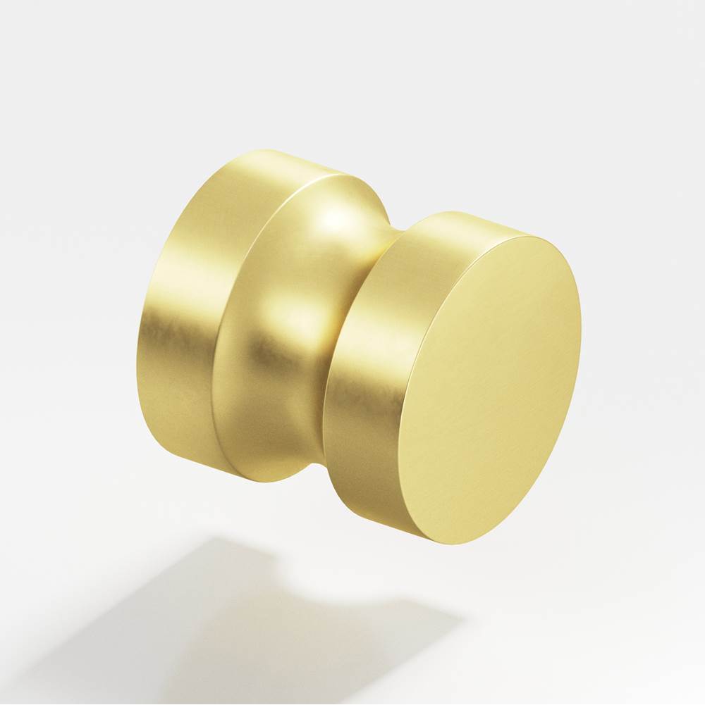 Colonial Bronze - 1.25'' diameter Round Cabinet Knob, Back-to-Back Shower Door Knob Kit hand finished in Matte Satin Brass - Matte Satin Brass