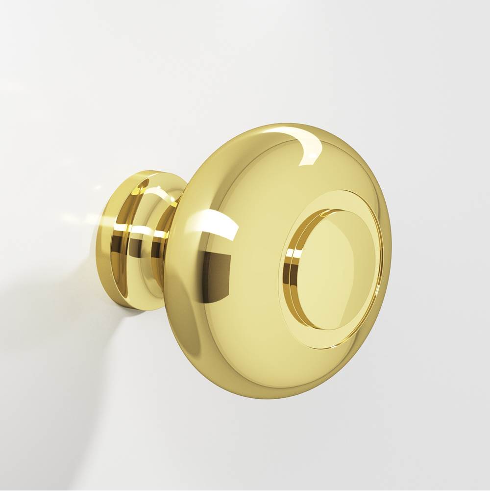 Colonial Bronze - 1.25'' diameter Round, grooved Cabinet Knob, Back-to-Back Shower Door Knob Kit hand finished in Polished Brass - Polished Brass