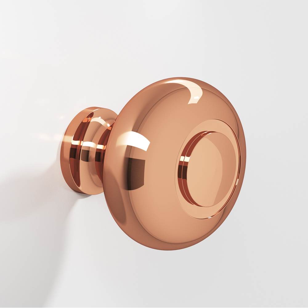 Colonial Bronze - 1.5'' diameter Round, grooved Cabinet Knob, Back-to-Back Shower Door Knob Kit hand finished in Polished Copper - Polished Copper