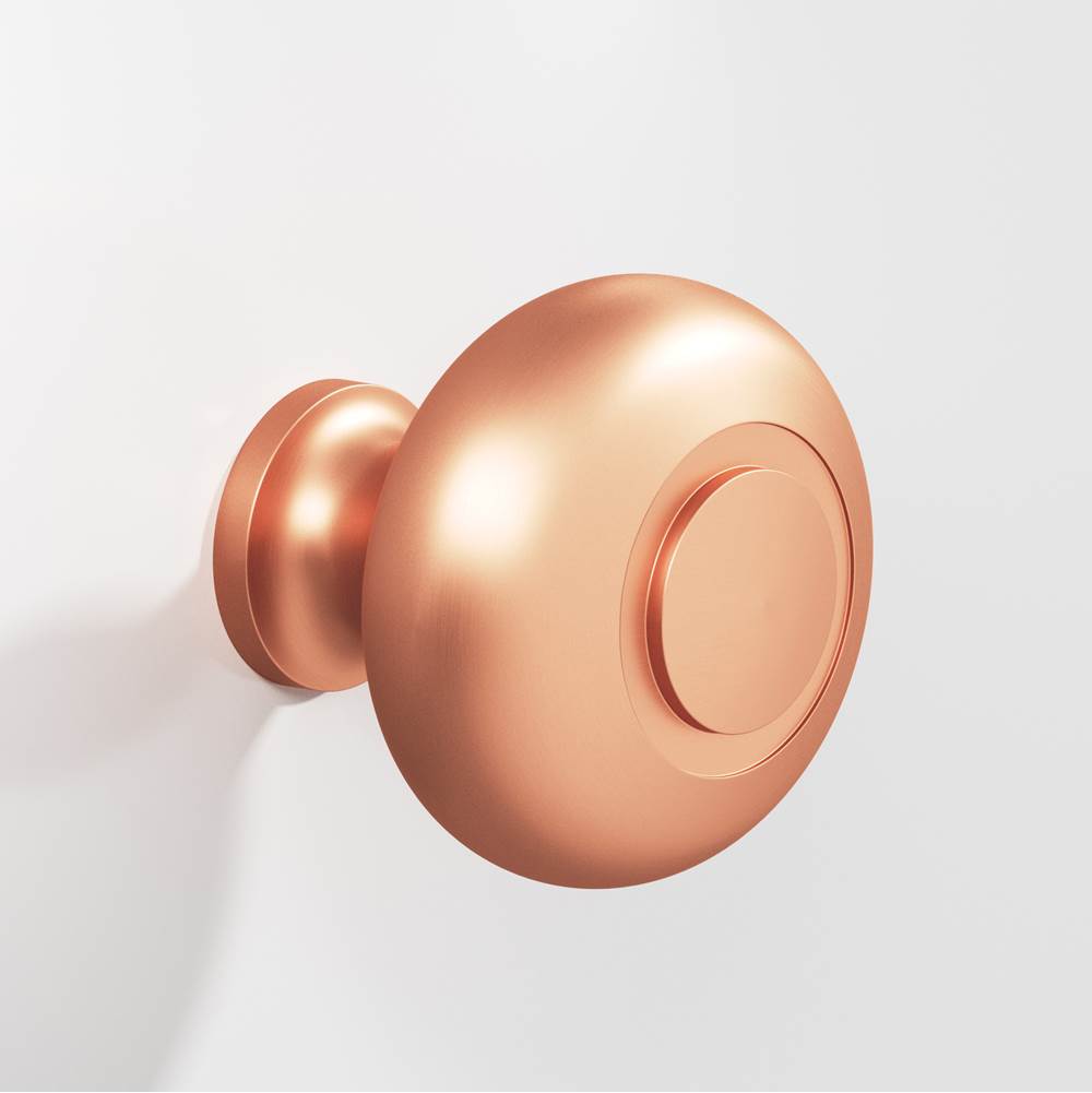 Colonial Bronze - 1.5'' diameter Round, grooved Cabinet Knob, Back-to-Back Shower Door Knob Kit hand finished in Matte Satin Copper - Matte Satin Copper
